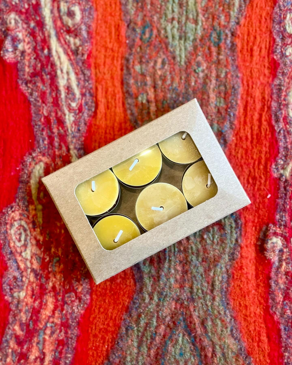 Beeswax Tea Light Candles Set of 6 Sage & Thistle Handmade Goods