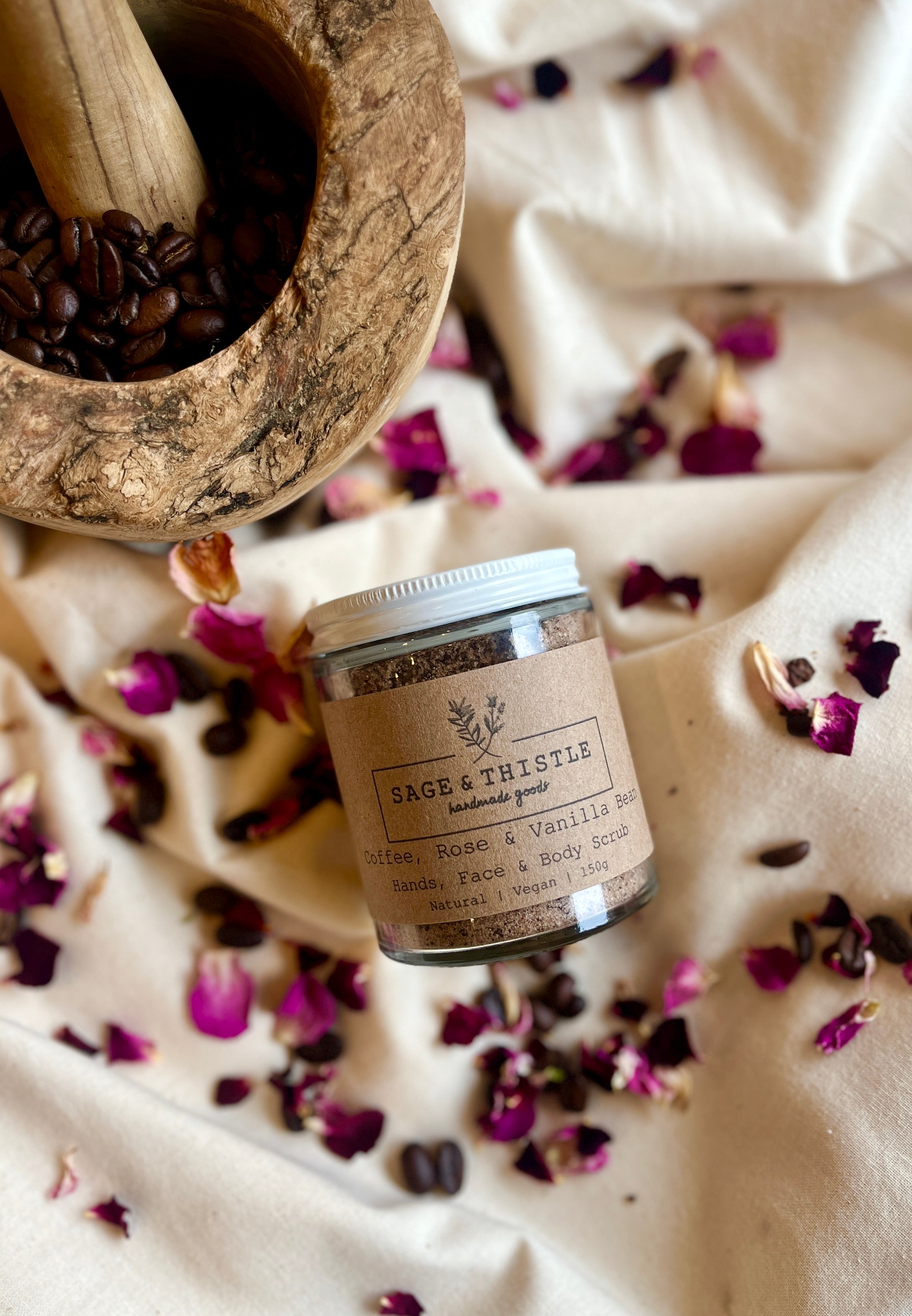 Coffee, Rose & Vanilla Bean Scrub