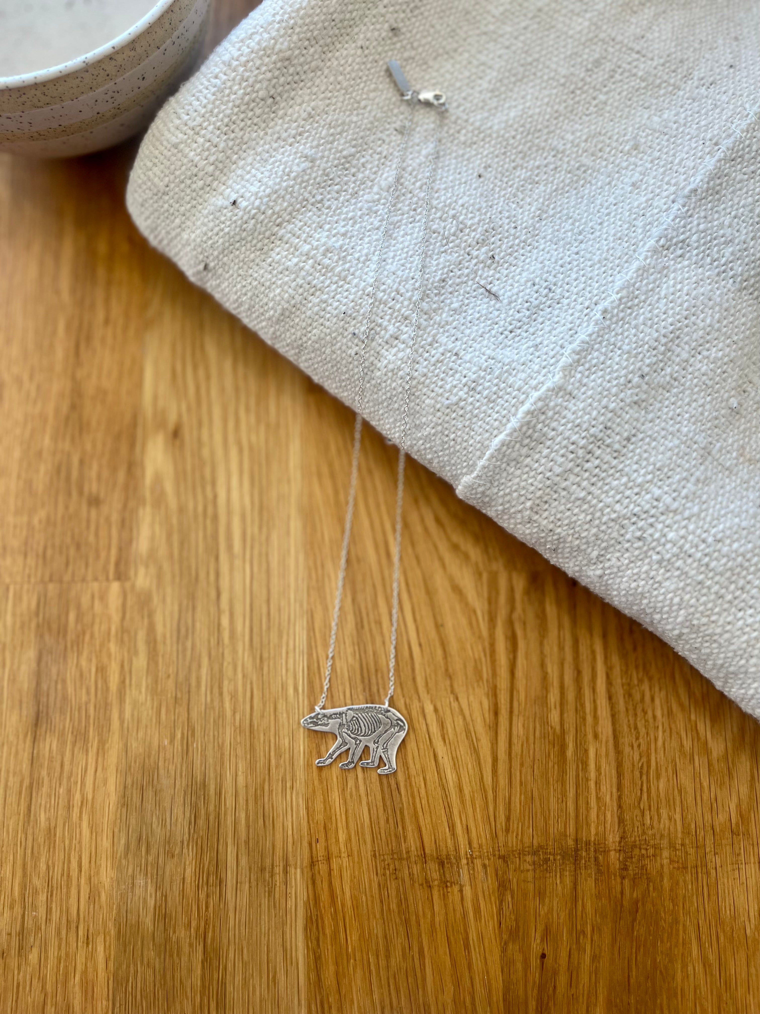 Sterling Silver Etched Animal Necklace