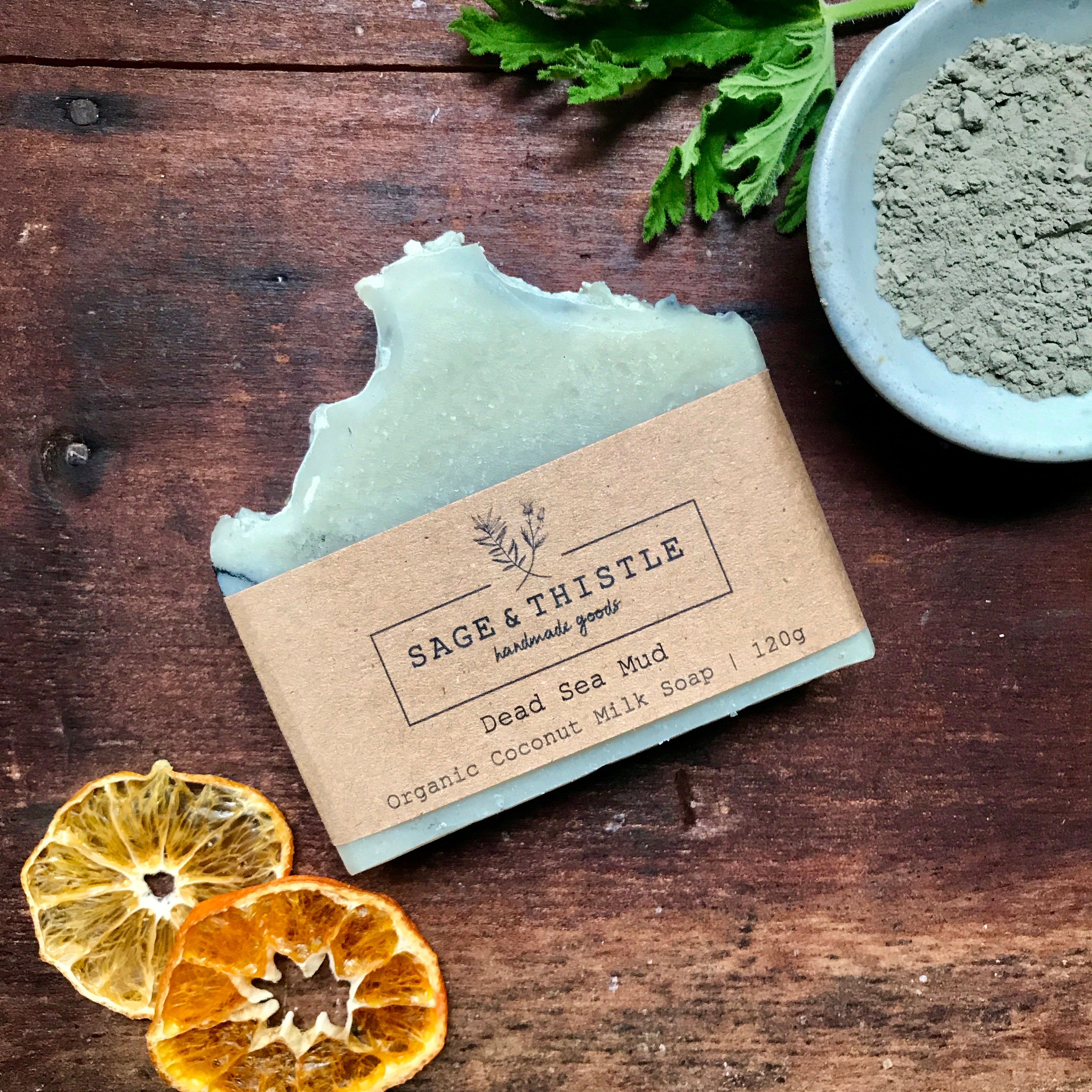 Natural, vegan bar soap made with Dead Sea Mud, organic coconut milk, and subtle essential oils. 