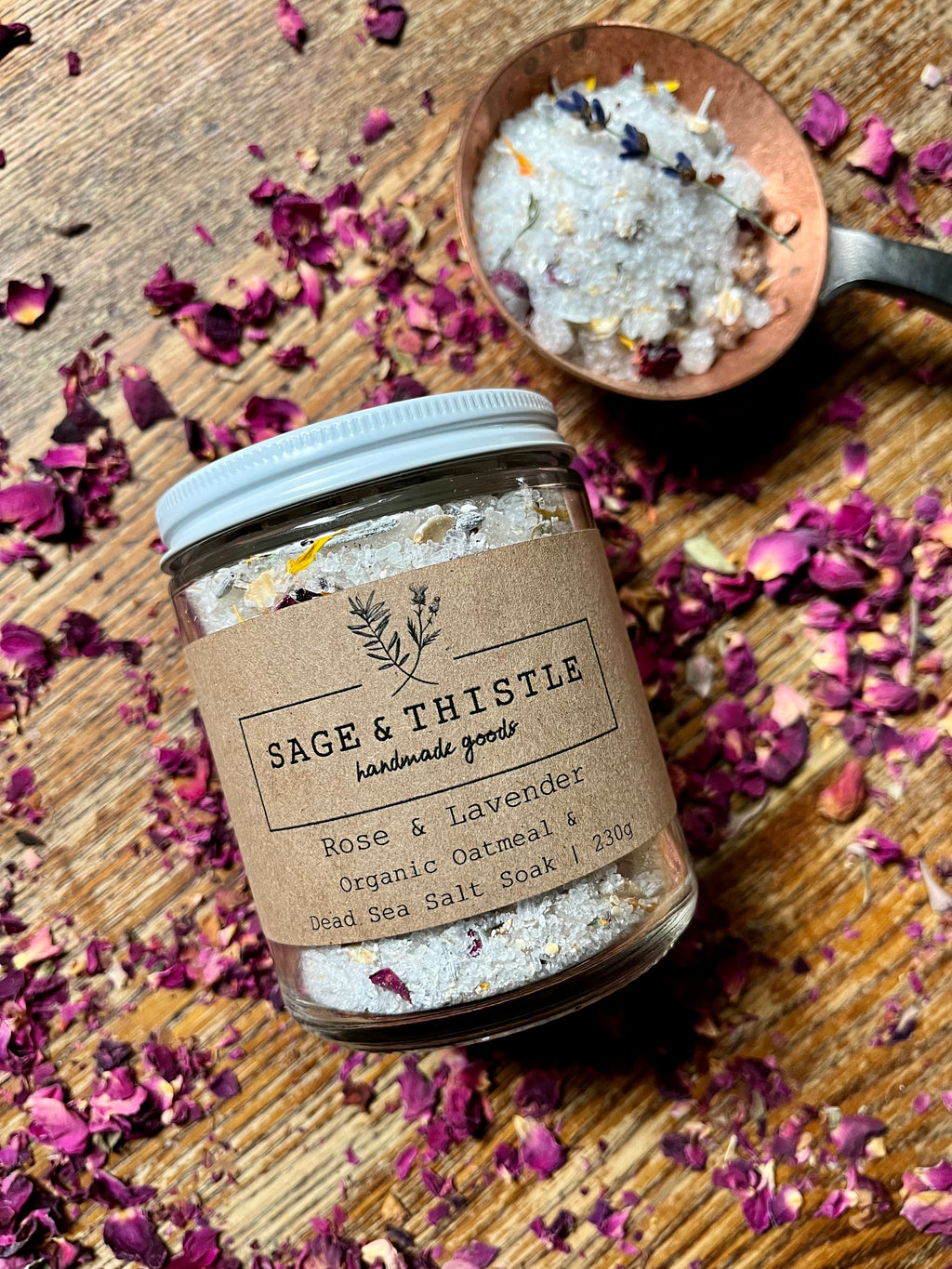 Rose & Lavender Organic Oatmeal & Dead Sea Salt Soak for Sensitive Skin