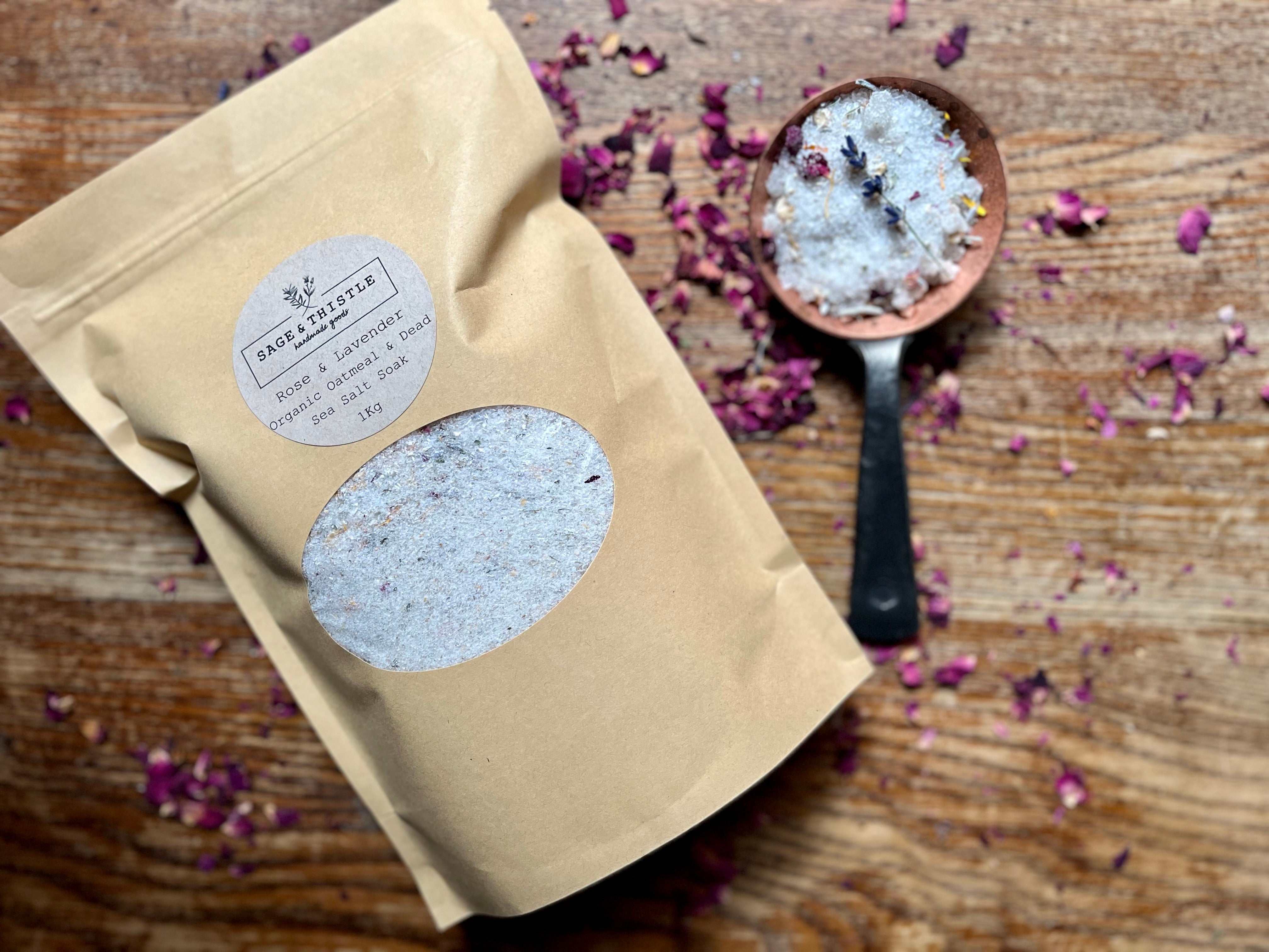 Rose & Lavender Organic Oatmeal & Dead Sea Salt Soak for Sensitive Skin